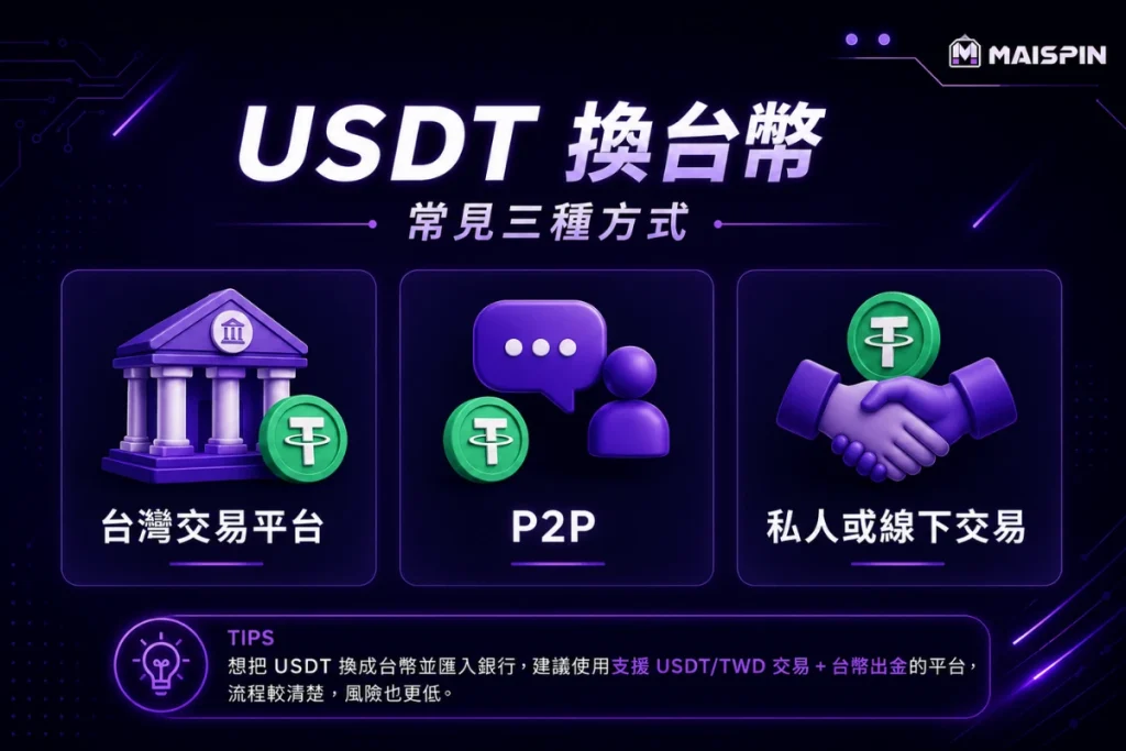 USDT怎麼轉成台幣？常見3種方式